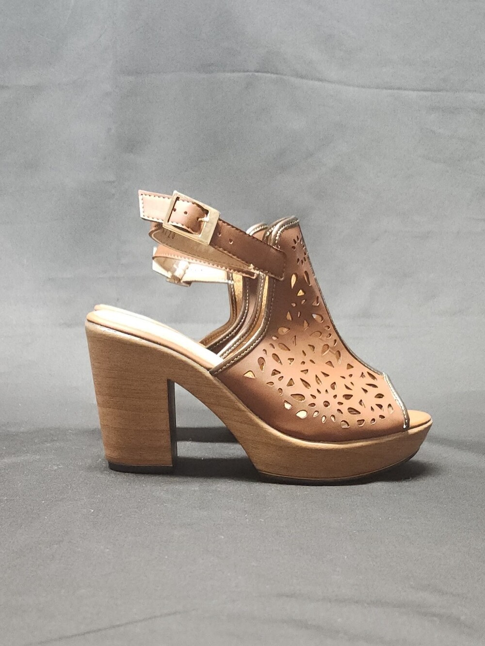 Dorothy Gaynor Lady Leather Platform Block Heel Sandals in Coffee Size 6.5/7 - Picture 6 of 15